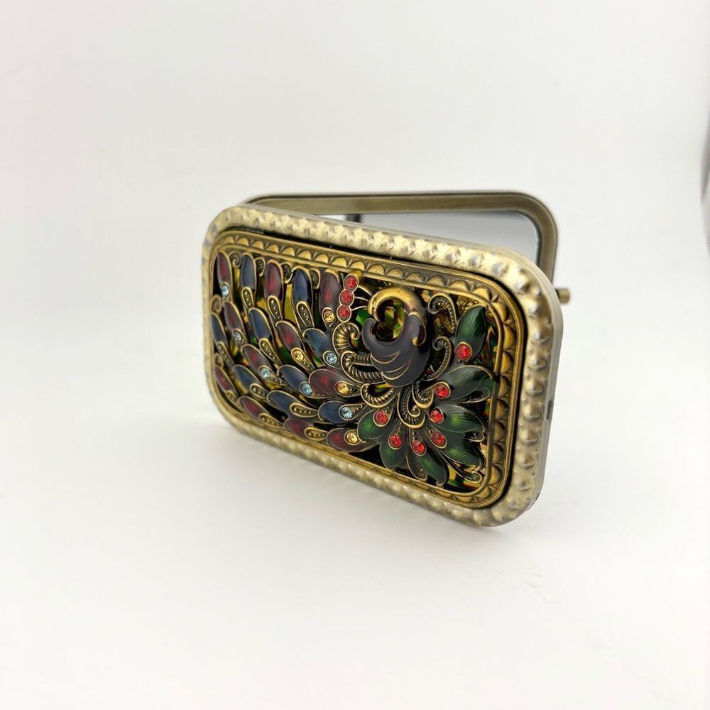 Vintage Style Peacock Design Dual Beauty Mirror NWOT - Picture 6 of 9